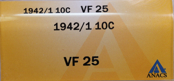 1942/1 Mercury Silver Dime, ANACS VF25, Store #GDE024