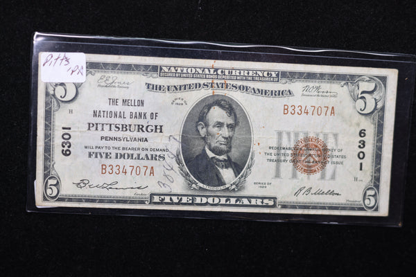 1929 $5 National Currency,  Store Sale 00754