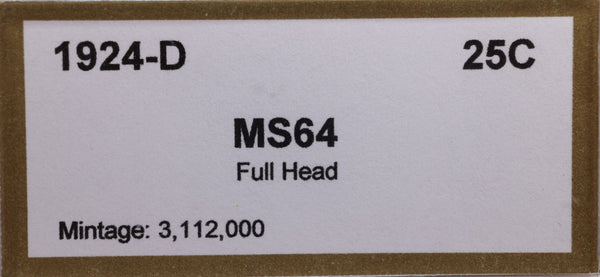 1924-D Standing Liberty Quarter, PCI MS64, Store Sale #GQR038
