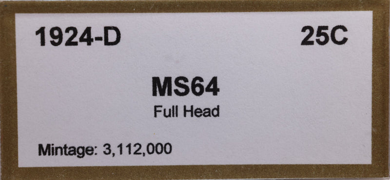 1924-D Standing Liberty Quarter, PCI MS64, Store Sale