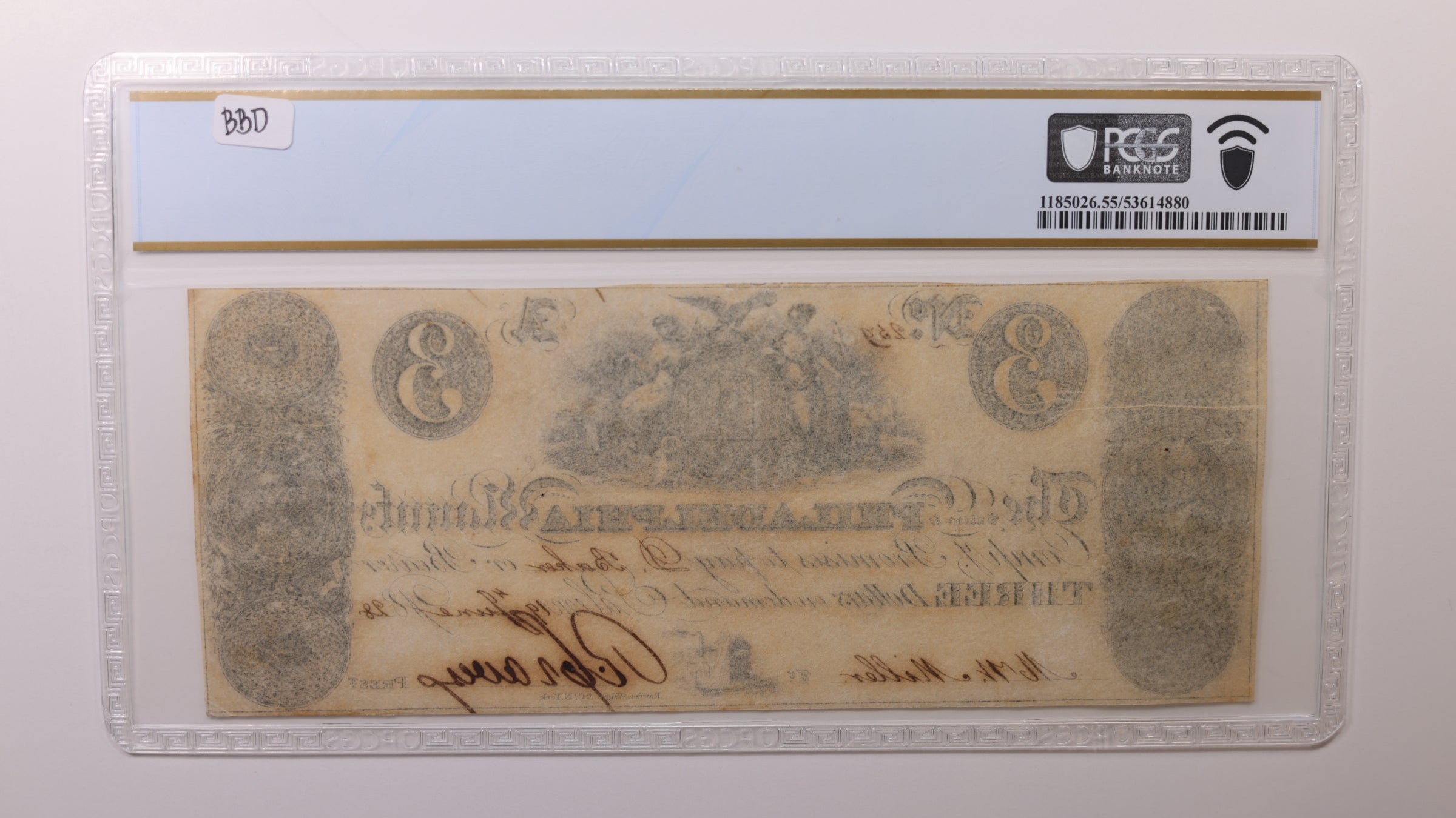 1828 $3, Salem, N.J. Obsolete Currency, PCGS AU-55, Store #GNJ017.