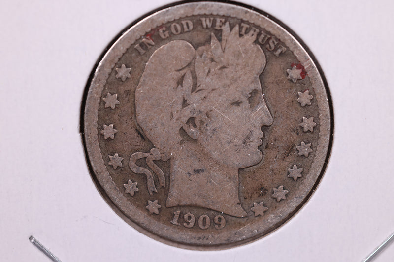 1909 Barber Silver Quarter., Fine, Circulated Coin., Store