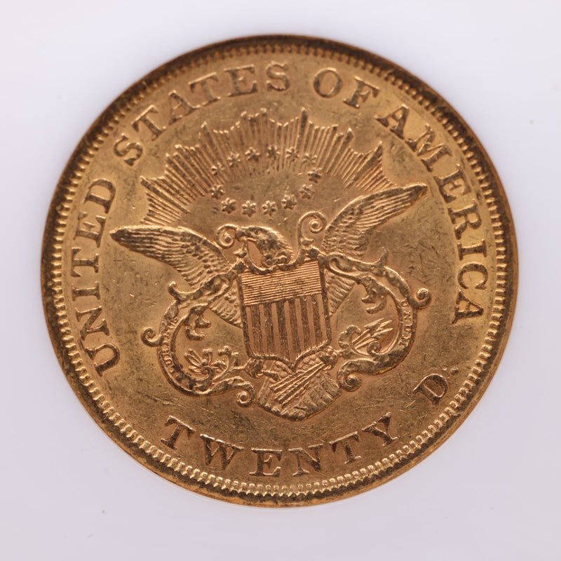 1853 $20, Gold Double Eagle, Circulated, NGC AU-58, CAC, Store Sale