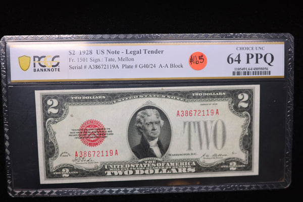 1928 $2, Legal Tender Note, PCGS Graded., Store Sale 00767
