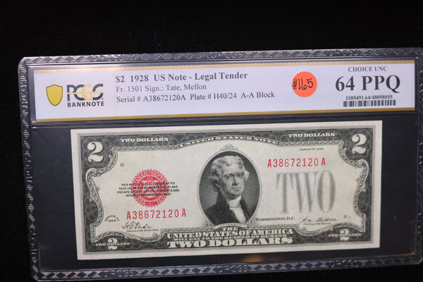 1928 $2, Legal Tender Note, PCGS Graded., Store Sale 00768