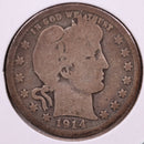 1914-D Barber Silver Quarter, Very Good Circulated Coin, Store