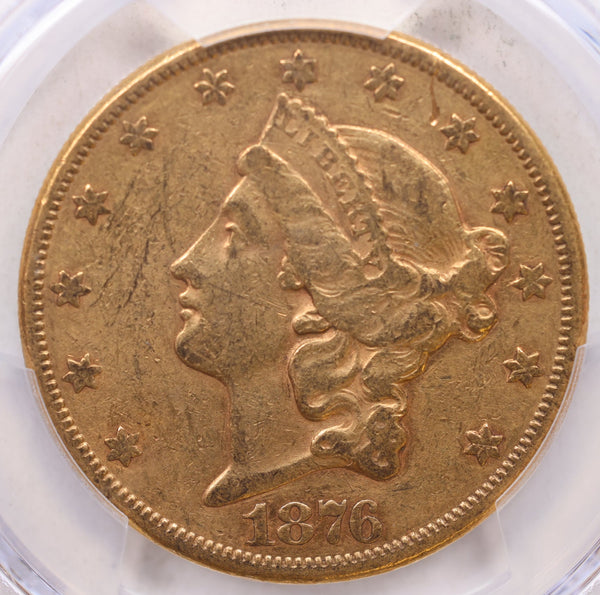 1876-CC $20, Gold Double Eagle, Circulated Coin, XF-45, Store Sale #G0164.