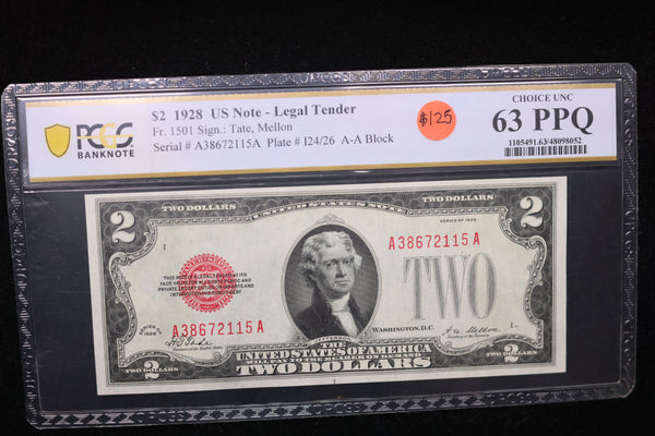 1928 $2, Legal Tender Note, PCGS Graded., Store Sale 00769