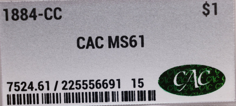 1884-CC Morgan Silver Dollar, CAC MS61, Store