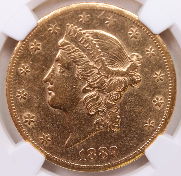 1889-CC $20, Gold Double Eagle, Circulated Coin, AU-53, Store Sale #G0166.