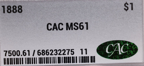 1888 Morgan Silver Dollar, CAC MS61, Store #GDR0271