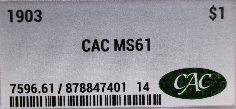 1903 Morgan Silver Dollar, CAC MS61, Store