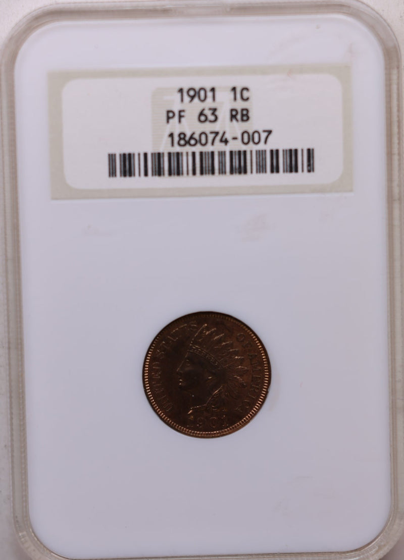 1901 Indian Head Cents, 'PROOF STRIKE', NGC PF-63, R/B, Store Sale