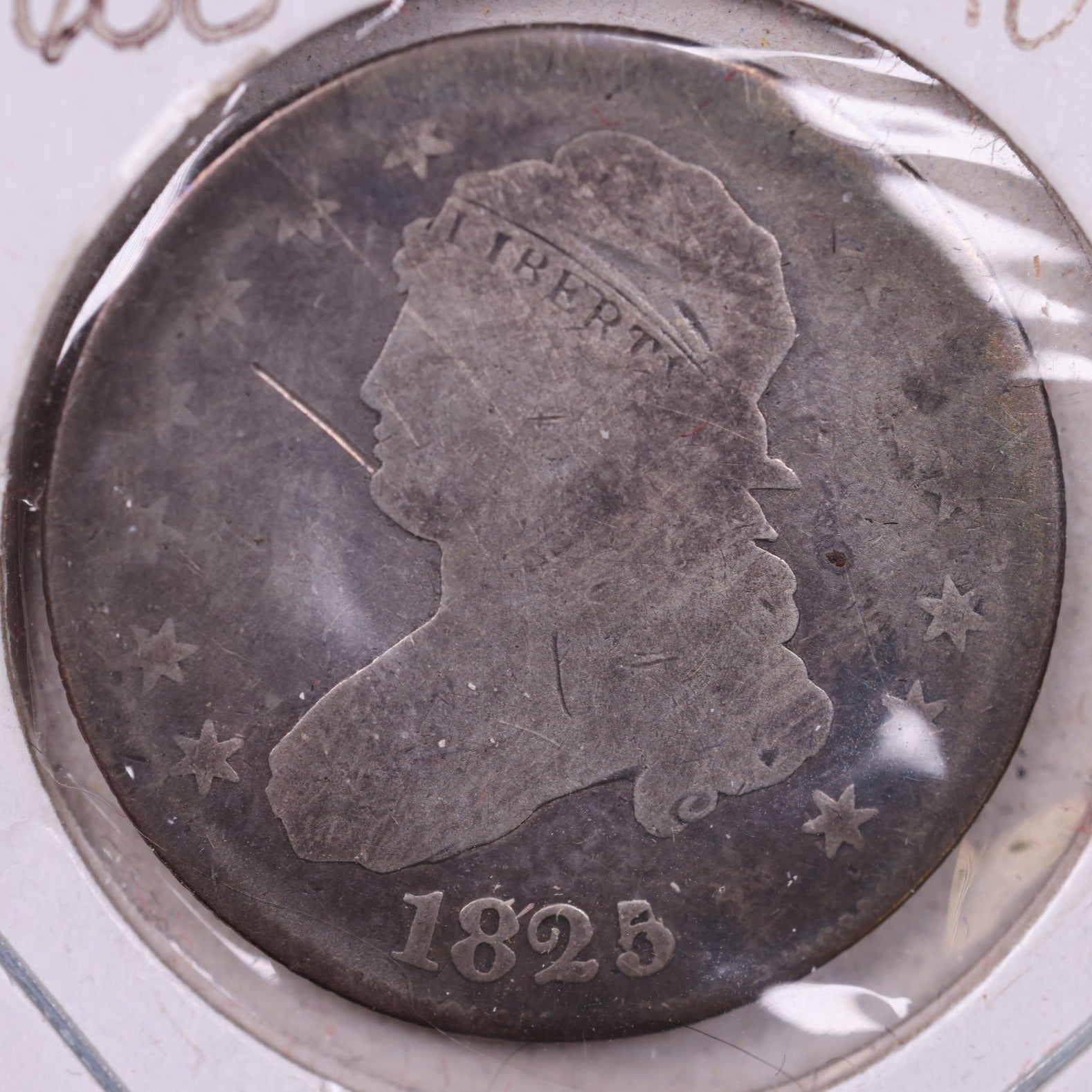 1825 Cap Bust Silver Quarter., Very Good, Circulated Coin., Store#1049