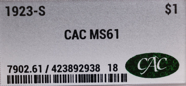 1923-S Peace Silver Dollar, CAC MS61, Store #GDR0275
