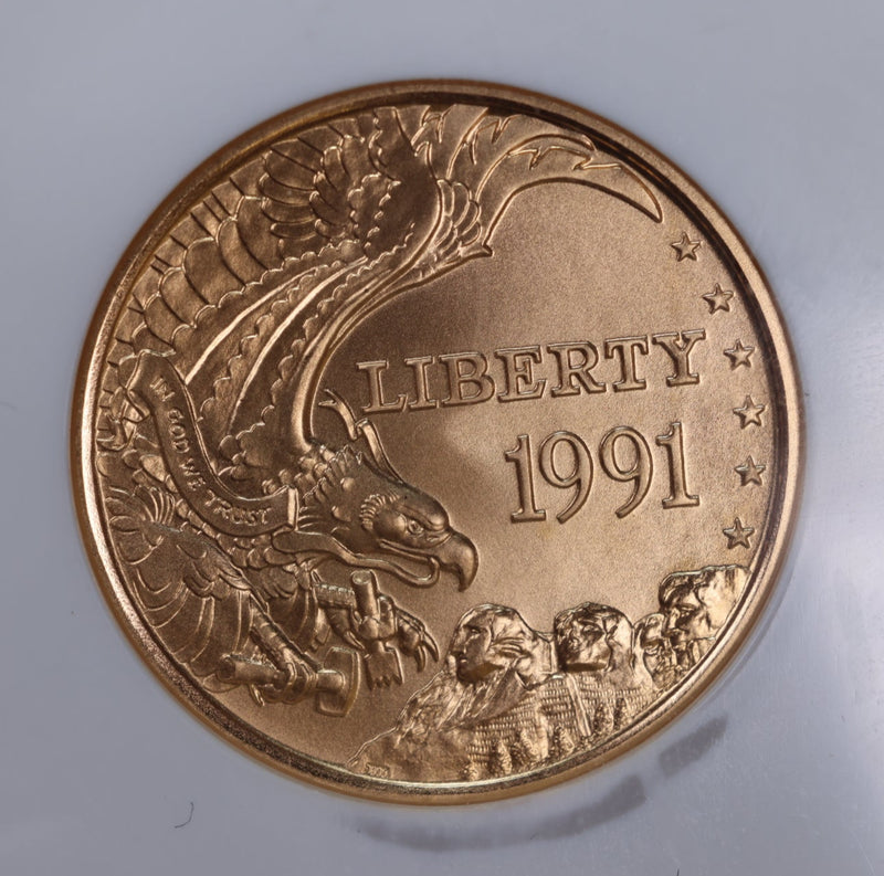 1991-W $5 Gold., MOUNT RUSHMORE., Commemorative., NGC MS70., Store