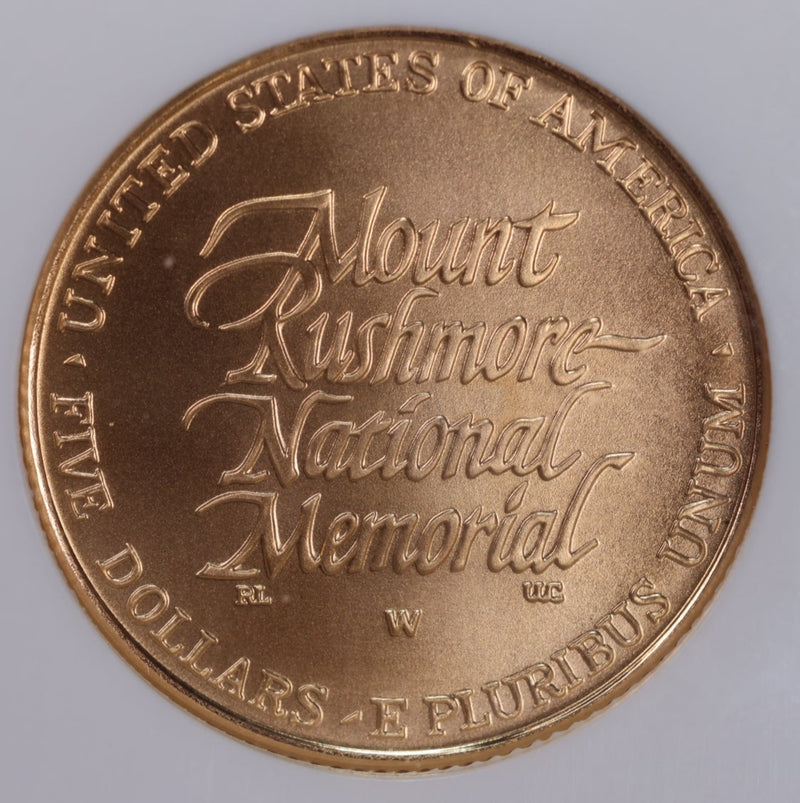 1991-W $5 Gold., MOUNT RUSHMORE., Commemorative., NGC MS70., Store