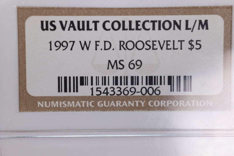 1997-W $5 Gold., F.D. Roosevelt., Commemorative., NGC MS69., Store