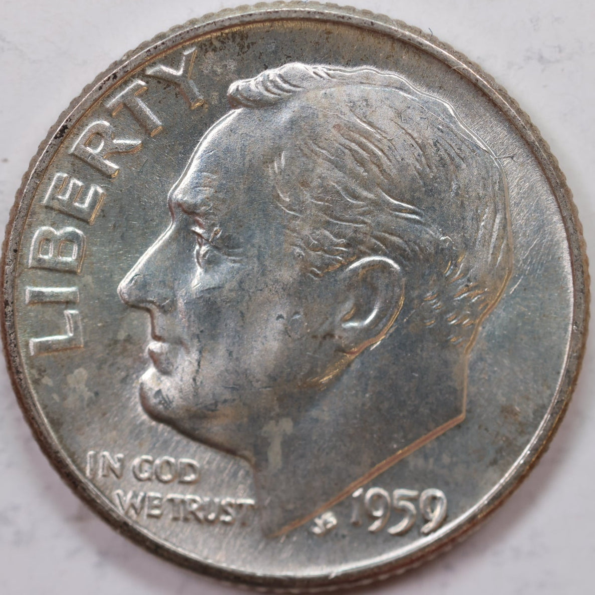 1959-D Roosevelt Silver Dime, Mint State Uncirculated Coin, Store #DE0537