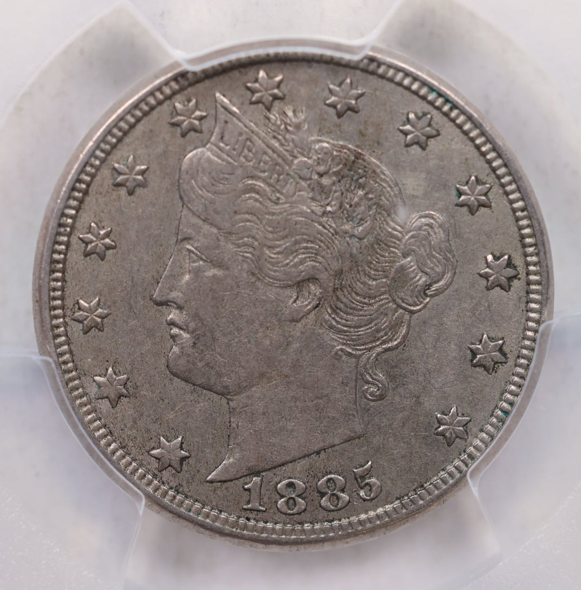1885 Liberty (V) Nickel, PCGS AU-50,  'KEY DATE', Collectible Coin. Store #GNL021