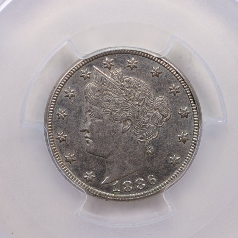 1886 Liberty (V) Nickel, PCGS AU-55,  'Green CAC', Collectible Coin. Store