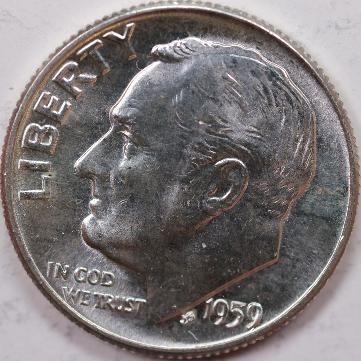 1959 Roosevelt Silver Dime, Mint State Uncirculated Coin, Store #DE0536
