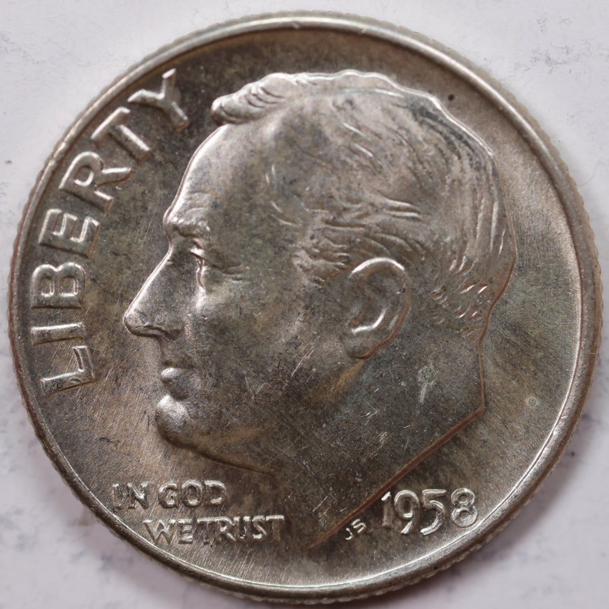 1958-D Roosevelt Silver Dime, Mint State Uncirculated Coin, Store #DE0535