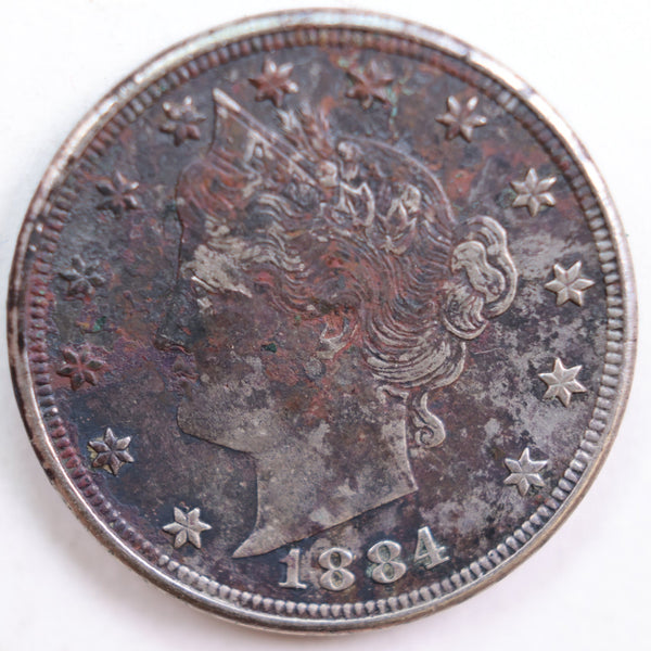 1884 Liberty Nickel, About Uncirculated Detailed Coin, Store #NL608