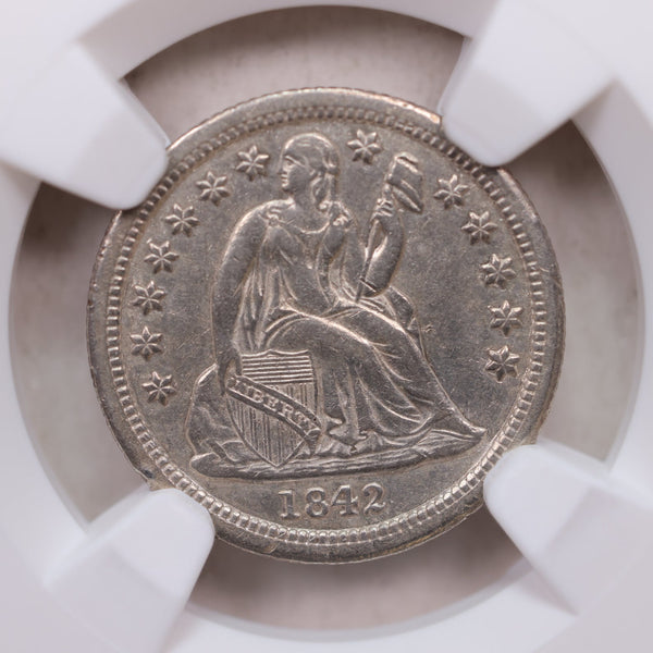 1842 Seated Liberty Silver Dime, NGC AU-53, Nice Eye Appeal, Store Sale #GDE031.