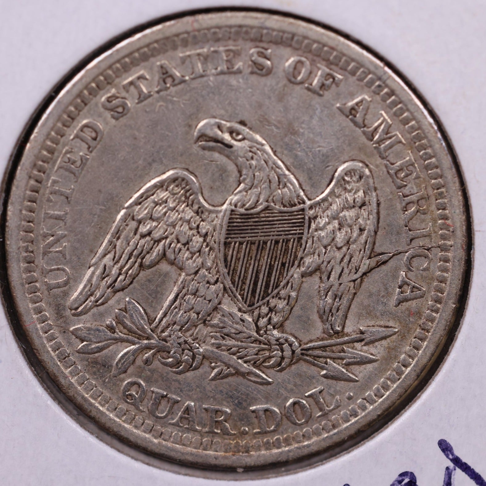 1843 Seated Liberty Quarter., About Uncirculated Coin., Store#1058