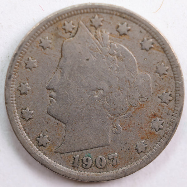 1907 Liberty Nickel, Very Good Circulated Coin, Store #NL612