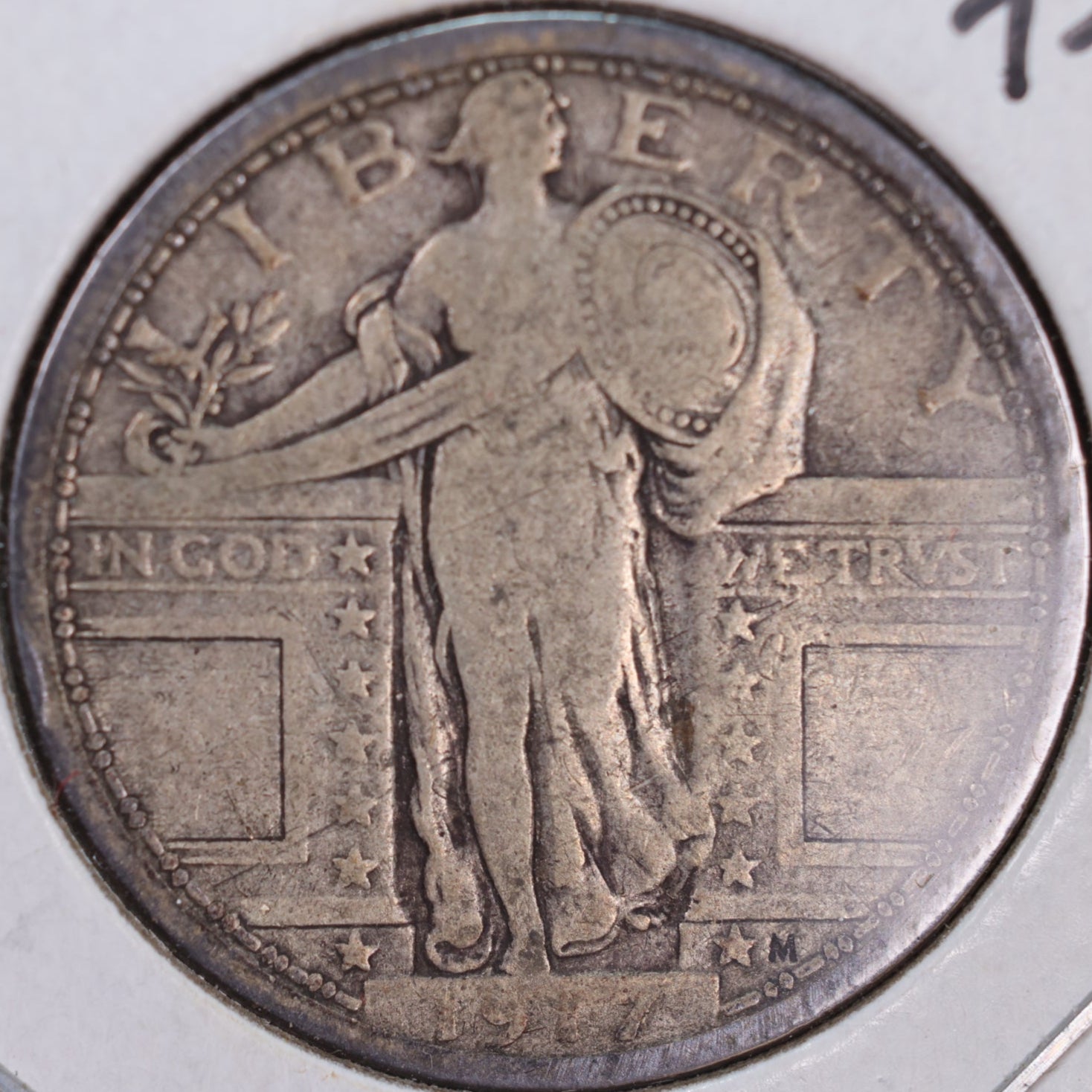 1917 Standing Liberty Seated Quarter, T-1, Fine Circulated Coin, Store #QR0001