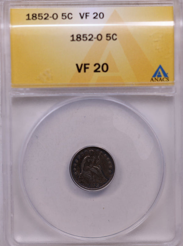 1852-O Seated Liberty Silver Dime, ANACS VF-20, Store Sale #GHE003.