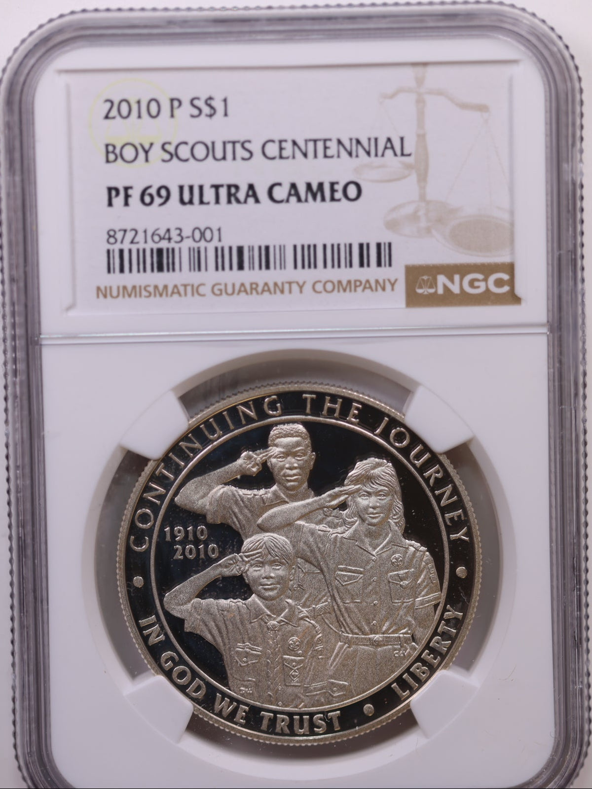2010-P $1 Boy Scouts Centennial, NGC PF 69 Ultra Cameo, Store #GMC301