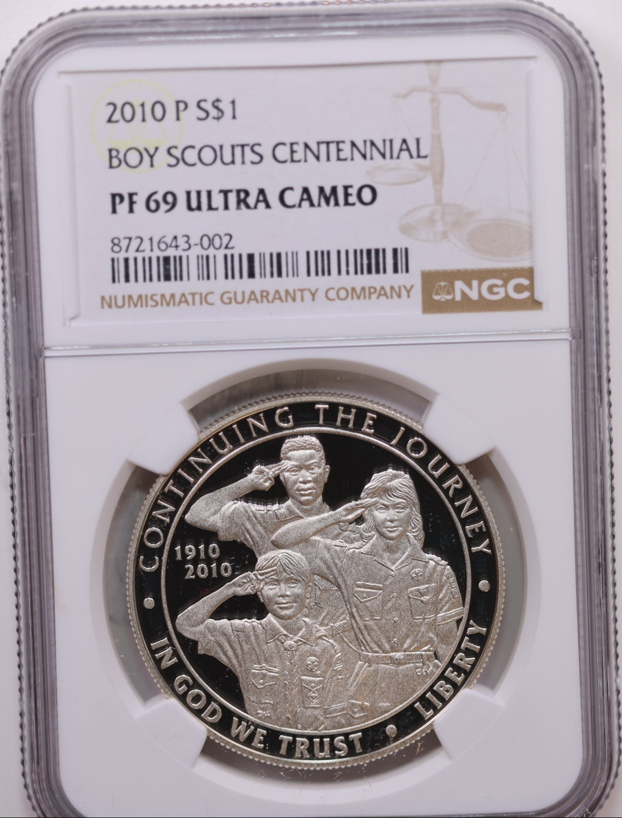 2010-P $1 Boy Scouts Centennial, NGC PF 69 Ultra Cameo, Store #GMC302