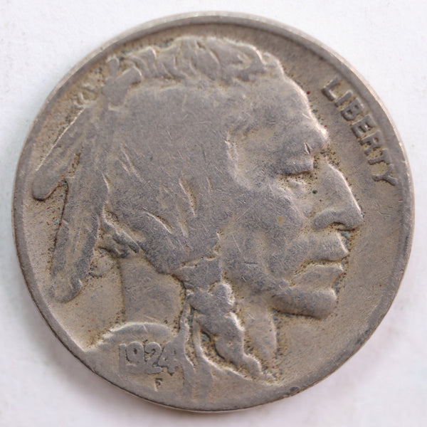 1924-S Buffalo Nickel, Good Circulated Coin, Readable Date, Store #NL621