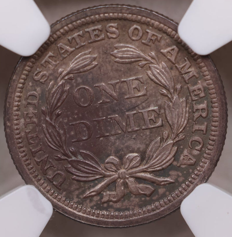 1858 Seated Liberty Silver Dime, Nice Uncirculated Coin, NGC MS-66, Store