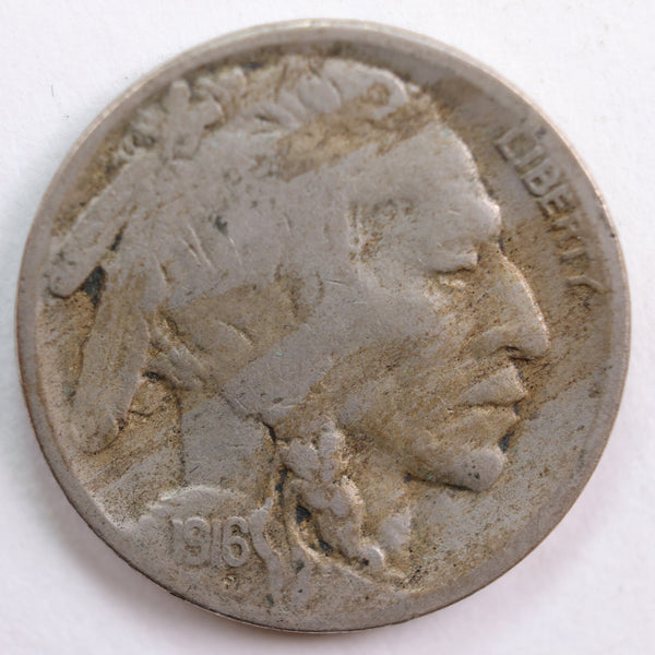 1916-S Buffalo Nickel, Fine Circulated Coin, Strong Date, Store Store #NL624