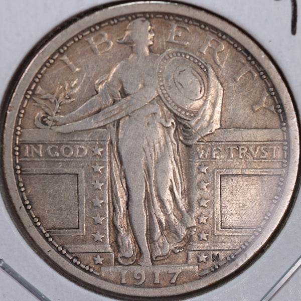 1917 Standing Liberty Quarter, T-1, Very Fine+ Circulated Coin, Store #QR0010