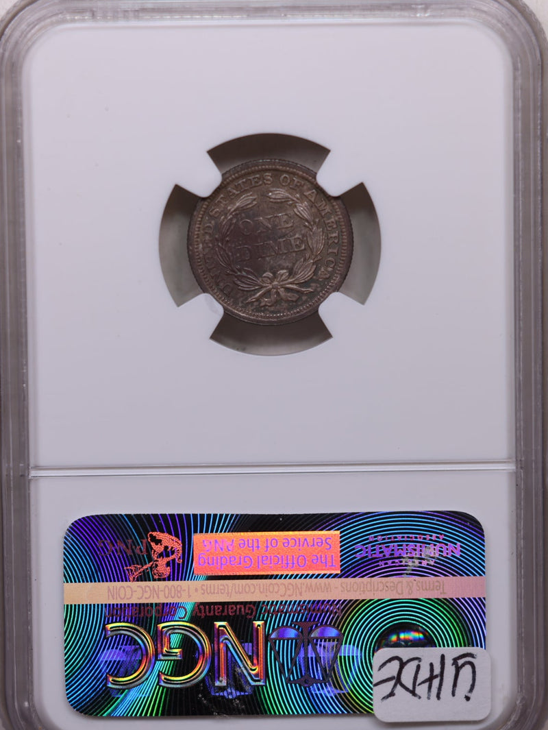 1858 Seated Liberty Silver Dime, Nice Uncirculated Coin, NGC MS-66, Store