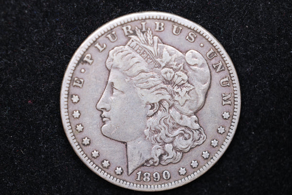1890-CC Morgan Silver Dollar., Circulated Coin. Large Affordable Dollar Sale #01008