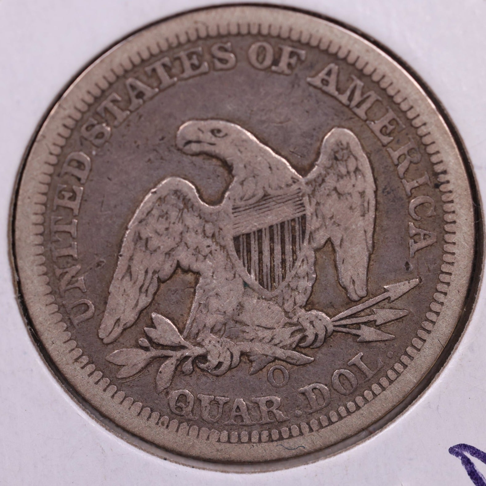 1855-O Liberty Seated Quarter., Very Fine Circulated Coin., Store#1079