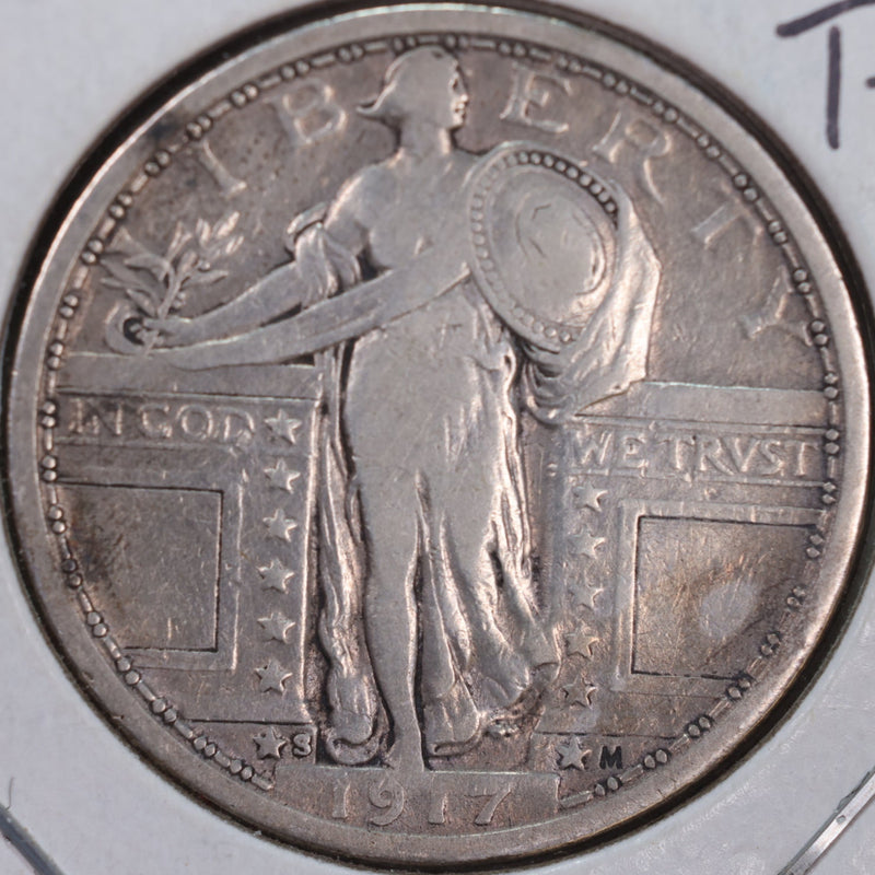 1917-S Standing Liberty Quarter, T-1, Very Fine Circulated Coin, Store