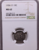 1906-O Barber Silver Dime, 'Uncirculated Coin', NGC MS-62, Store Sale