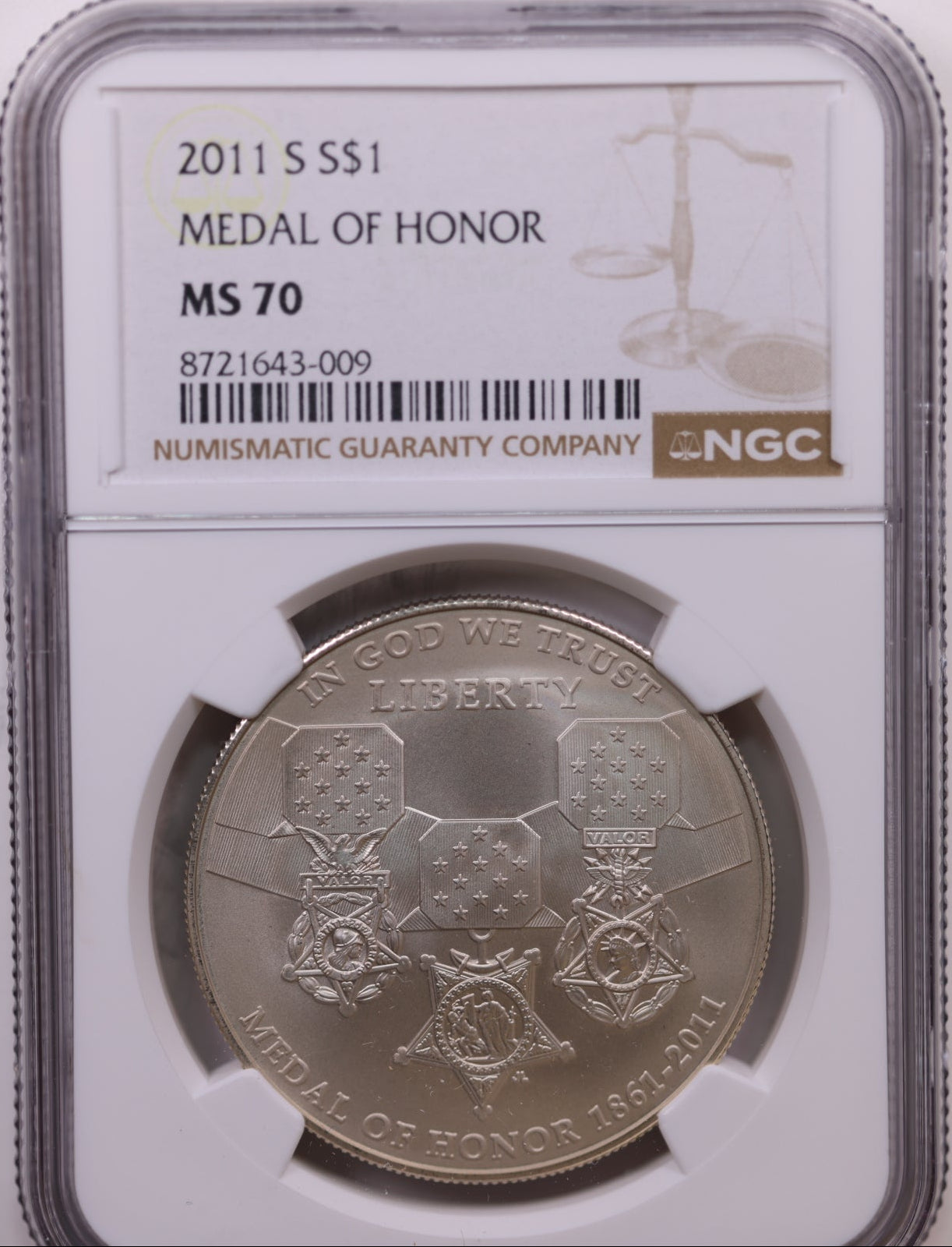 2011 S $1 Medal of Honor, NGC MS 70, Store #GMC309