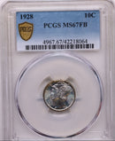 1928 Mercury Silver Dime, Blast White, PCGS MS67, Full Bands, Store Sale