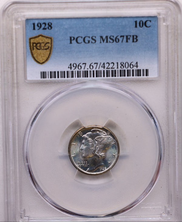 1928 Mercury Silver Dime, Blast White, PCGS MS67, Full Bands, Store Sale #GDE041.