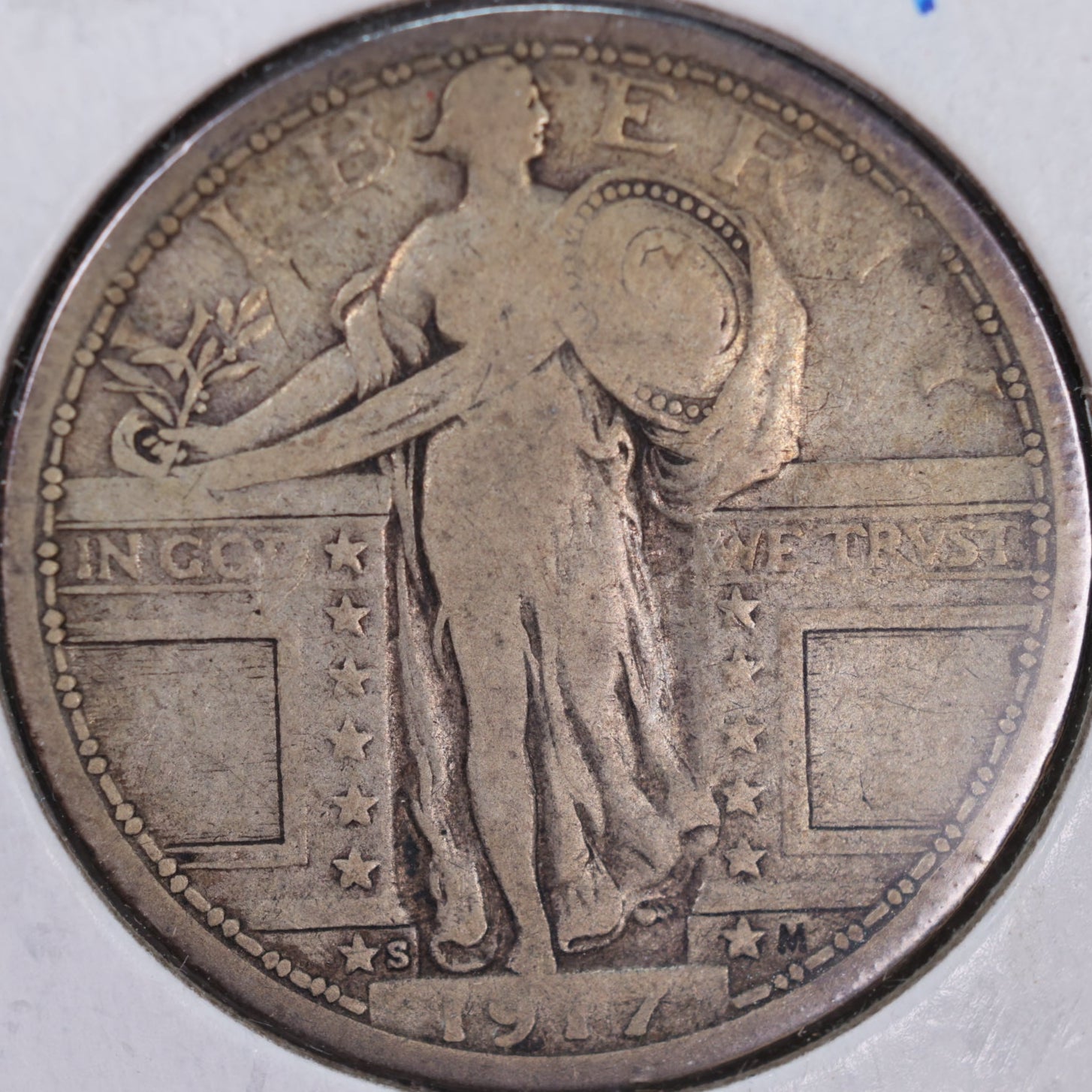 1917-S Standing Liberty Quarter, T-1, Very Good Circulated Coin, Store #QR0020