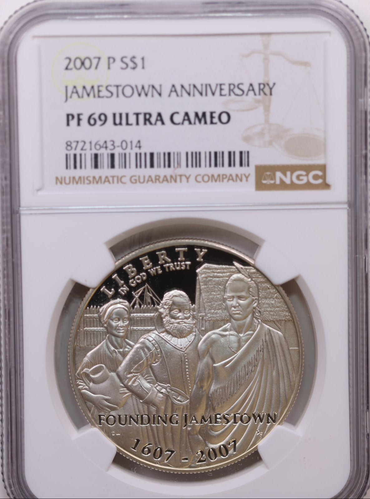 2007-P $1 Jamestown Anniversary, NGC PF 69 Ultra Cameo, Store #GMC314