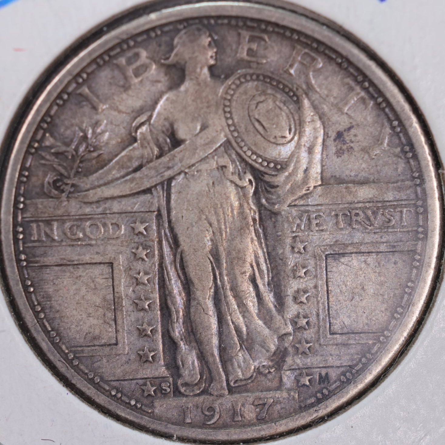1917-S Standing Liberty Silver Quarter, T-1, Extra Fine Circulated Coin, Store #QR0024